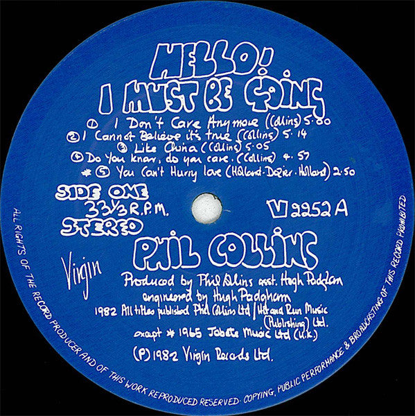 Phil Collins : Hello, I Must Be Going! (LP, Album, Gat)