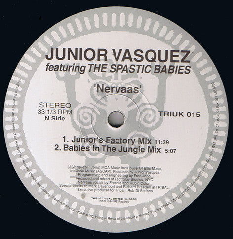 Junior Vasquez Featuring The Spastic Babies : Nervaas (12")