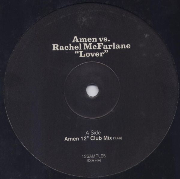 Amen* Vs. Rachel McFarlane : Lover (12", Promo)