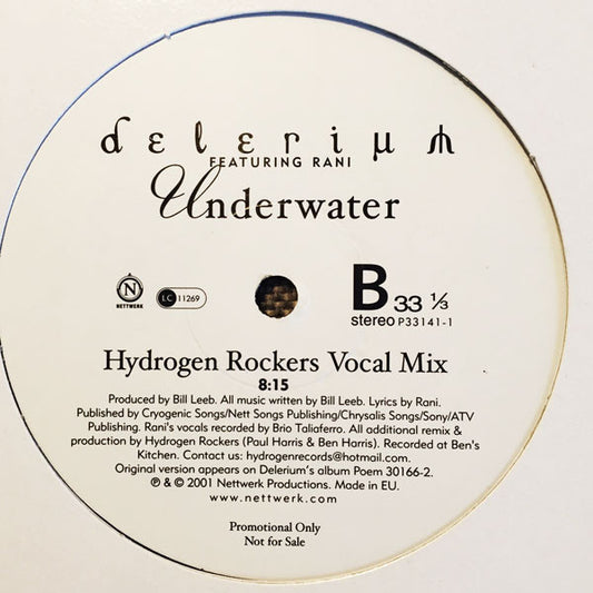 Delerium Featuring Rani : Underwater (2x12", Promo)