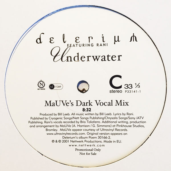 Delerium Featuring Rani : Underwater (2x12", Promo)