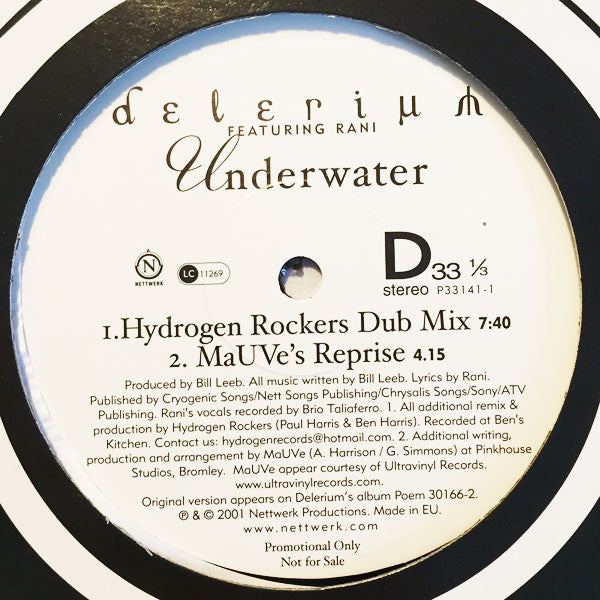 Delerium Featuring Rani : Underwater (2x12", Promo)
