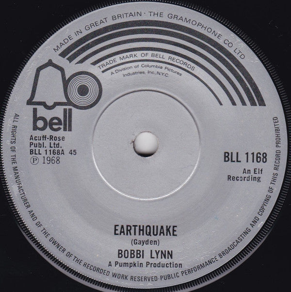 Bobbi Lynn : Earthquake / Opportunity Street (7", Single, RE, Sol)