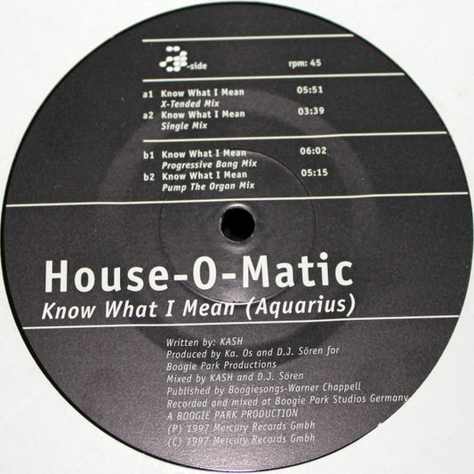 House-O-Matic : Know What I Mean (Aquarius) (12")