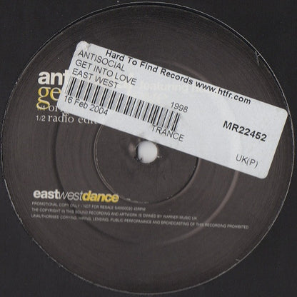 Antisocial Featuring Hixxy : Get Into Love (12", Promo)