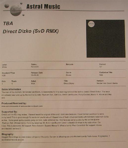 Club Scene Investigators : Direct Dizko (Sander Van Doorn Rmx) (12", S/Sided, Promo)