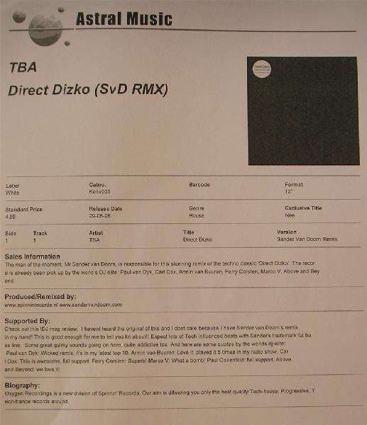 Club Scene Investigators : Direct Dizko (Sander Van Doorn Rmx) (12", S/Sided, Promo)