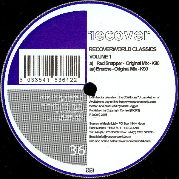 K90 : Recoverworld Classics Volume 1 (12", Comp)