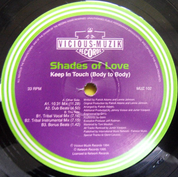 Shades Of Love : Keep In Touch (Body To Body) (12")