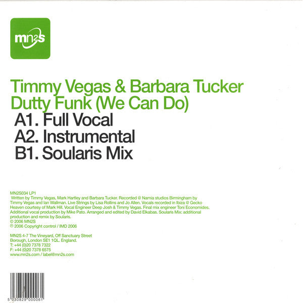 Timmy Vegas & Barbara Tucker : Dutty Funk (We Can Do) (12")