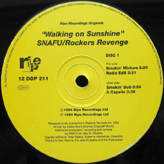 SNAFU (2) / Rockers Revenge : Walking On Sunshine (2x12")