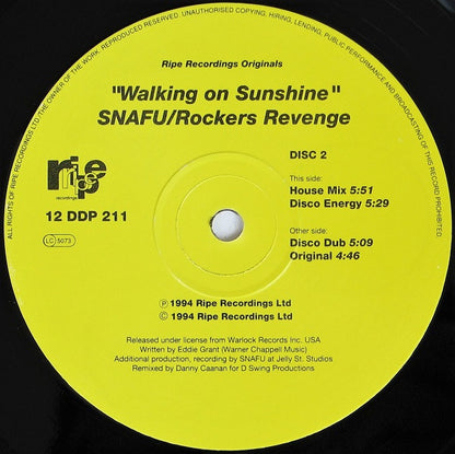 SNAFU (2) / Rockers Revenge : Walking On Sunshine (2x12")