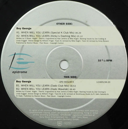 Boy George : When Will You Learn (12")