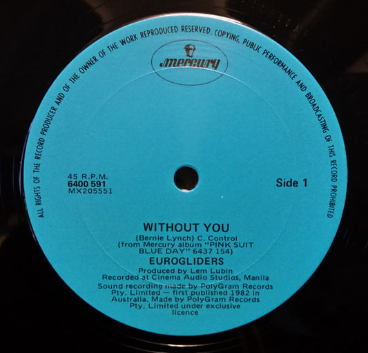 Eurogliders : Without You (12", Single)