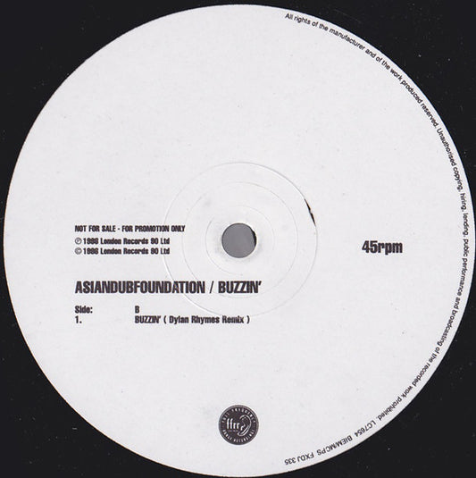 Asian Dub Foundation : Buzzin' (12", Promo)