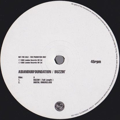 Asian Dub Foundation : Buzzin' (12", Promo)