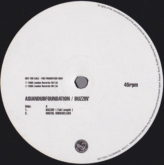 Asian Dub Foundation : Buzzin' (12", Promo)