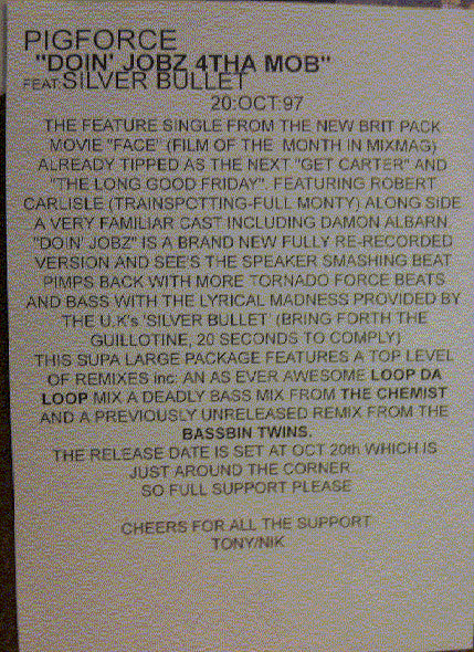 Pigforce : Doin' Jobz 4tha Mob (12", Promo)