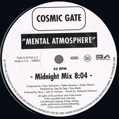 Cosmic Gate : Mental Atmosphere (12")