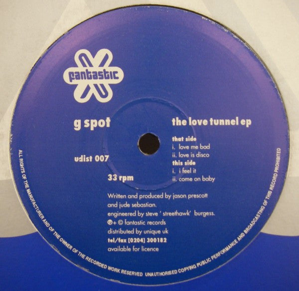 G Spot : The Love Tunnel EP (12", EP)