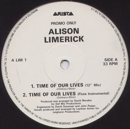 Alison Limerick : Time Of Our Lives (2x12", Promo)