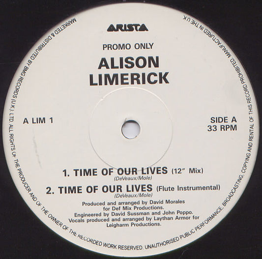 Alison Limerick : Time Of Our Lives (2x12", Promo)