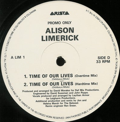 Alison Limerick : Time Of Our Lives (2x12", Promo)