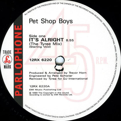 Pet Shop Boys : It's Alright (The DJ International Mixes) (12", Single)