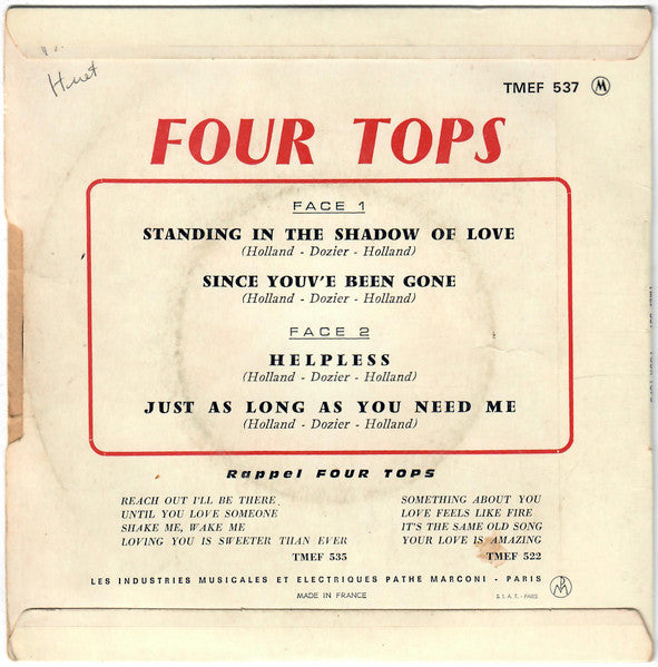 Four Tops : Standing In The Shadow Of Love (7", EP)