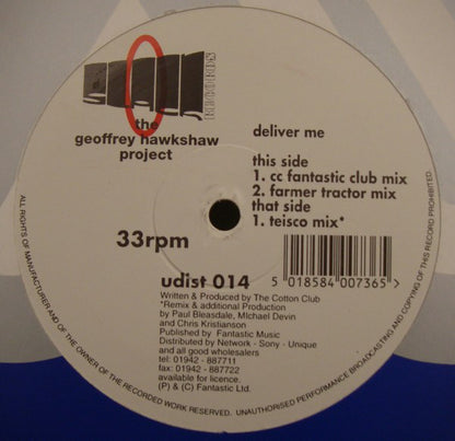 The Geoffrey Hawkshaw Project : Deliver Me (12")