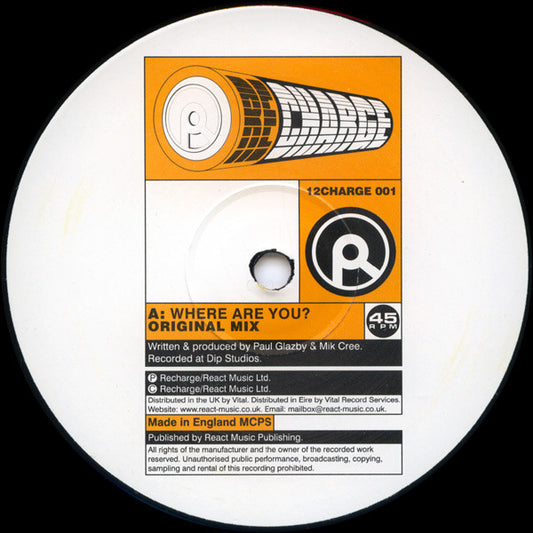 Paul Glazby Vs Dynamic Intervention : Where Are You? (12")