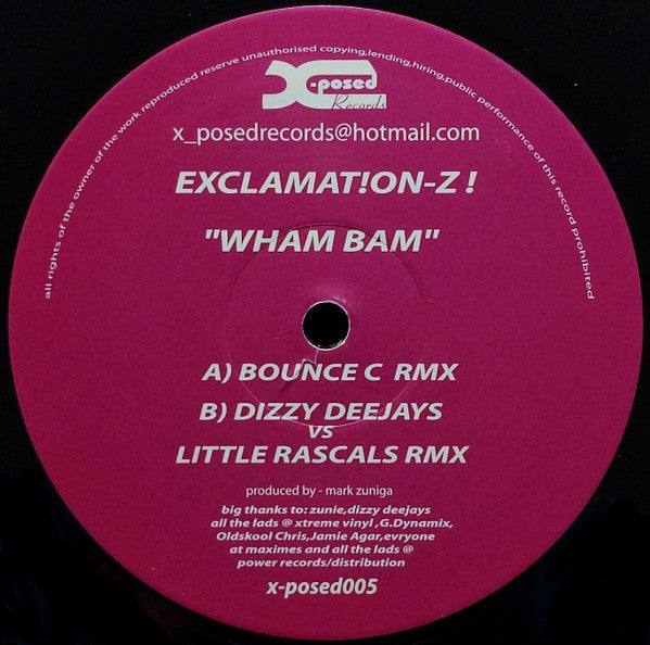 Exclamation-Z !* : Wham Bam (12")