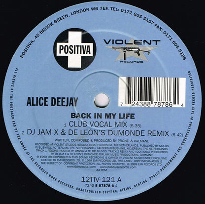 Alice Deejay : Back In My Life (12", Single)