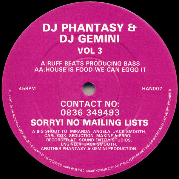 DJ Phantasy & DJ Gemini : Vol 3 (12")