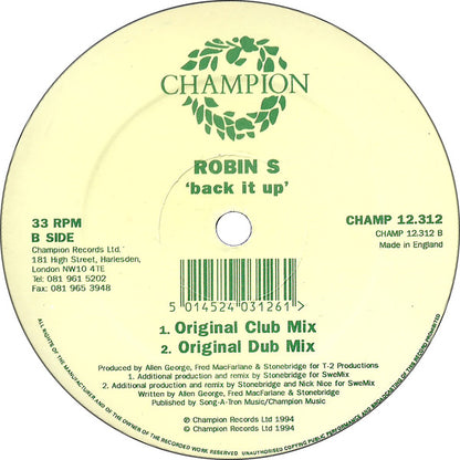 Robin S. : Back It Up (12")
