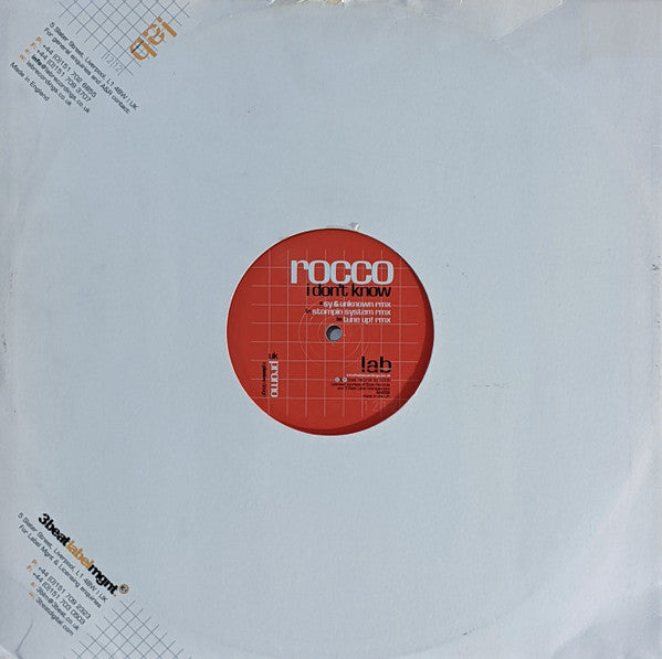 Rocco : I Don't Know  (12", Promo)
