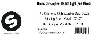 Dennis Christopher : It's Not Right (New Mixes) (12", TP)