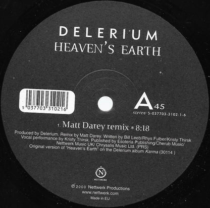 Delerium : Heaven's Earth (Remix By Matt Darey) (12")