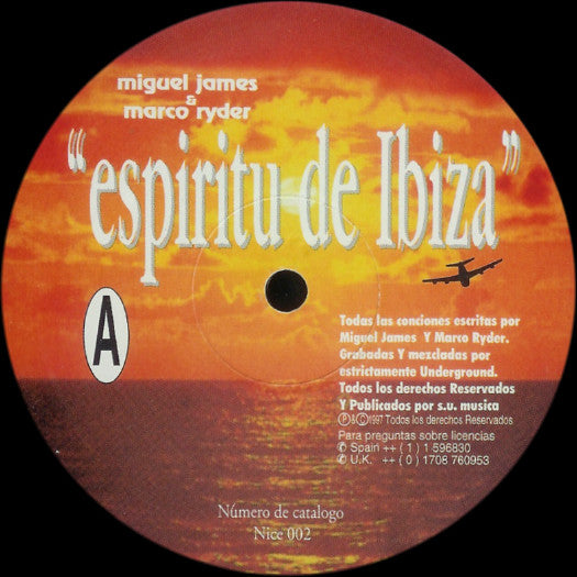 Miguel James* & Marco Ryder* : Espiritu De Ibiza (12")