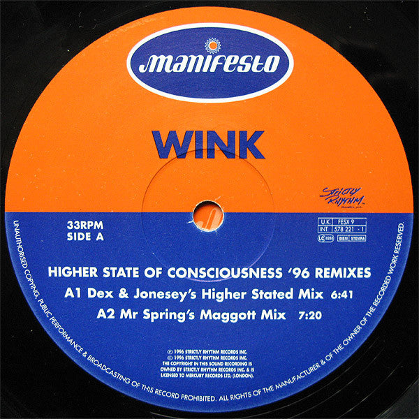Wink* : Higher State Of Consciousness ('96 Remixes) (12", M/Print)