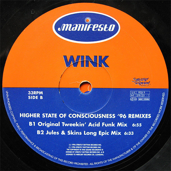 Wink* : Higher State Of Consciousness ('96 Remixes) (12", M/Print)