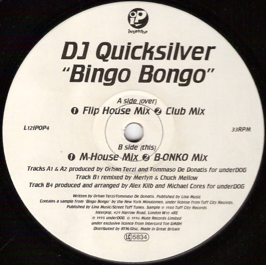 DJ Quicksilver : Bingo Bongo (12")
