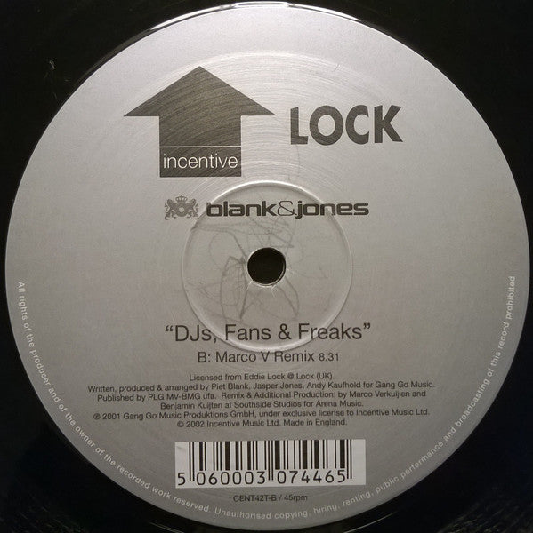 Blank & Jones : DJs, Fans & Freaks (Includes Cosmic Gate & Marco V Remixes) (12")