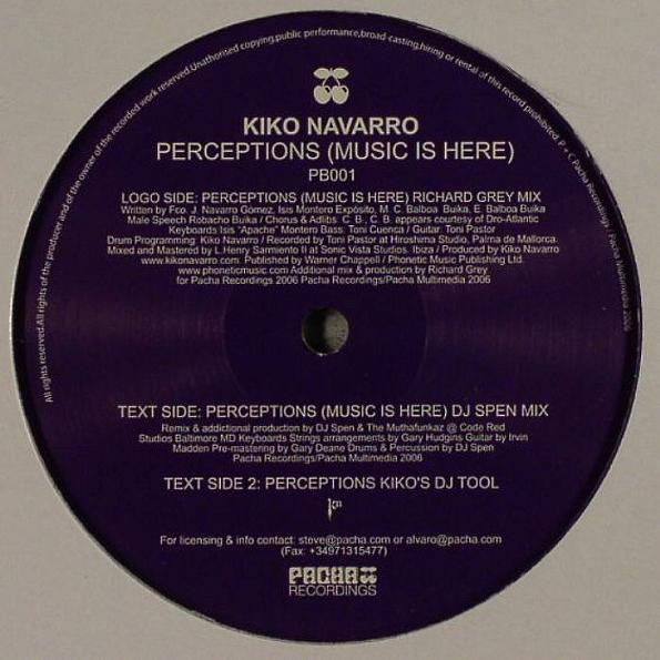 Kiko Navarro : Perceptions (Music Is Here) (12")