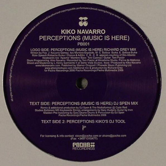 Kiko Navarro : Perceptions (Music Is Here) (12")
