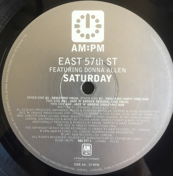 East 57th St* Featuring Donna Allen : Saturday (The Jazz 'N' Groove Mixes) (12")