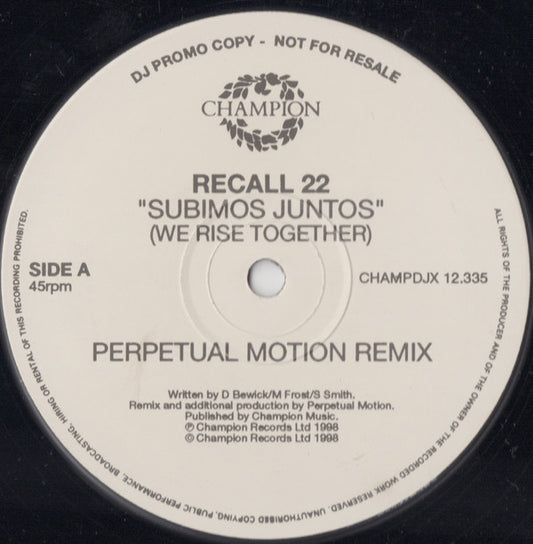 Recall 22 : Subimos Juntos (We Rise Together) (12", Promo)
