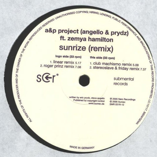 A&P Project : Sunrize (Remix) (12")