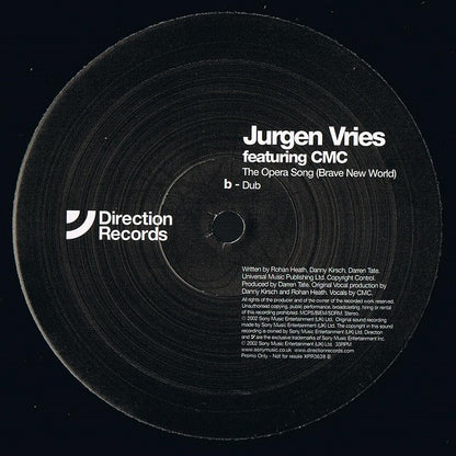 Jurgen Vries Featuring CMC (2) : The Opera Song (Brave New World) (2x12", Promo)