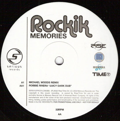 Rockik : Memories (12", Promo, 3/3)
